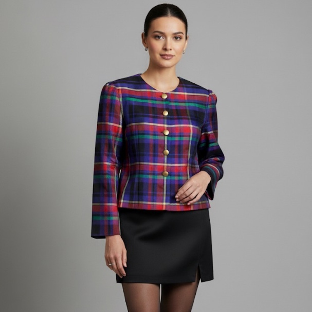 Vintage Multicolor Plaid Blazer